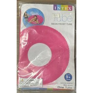 INFLATABLE Swimming Pool Neon Frost Pink  TUBE RING‎ 36"  Pool Float